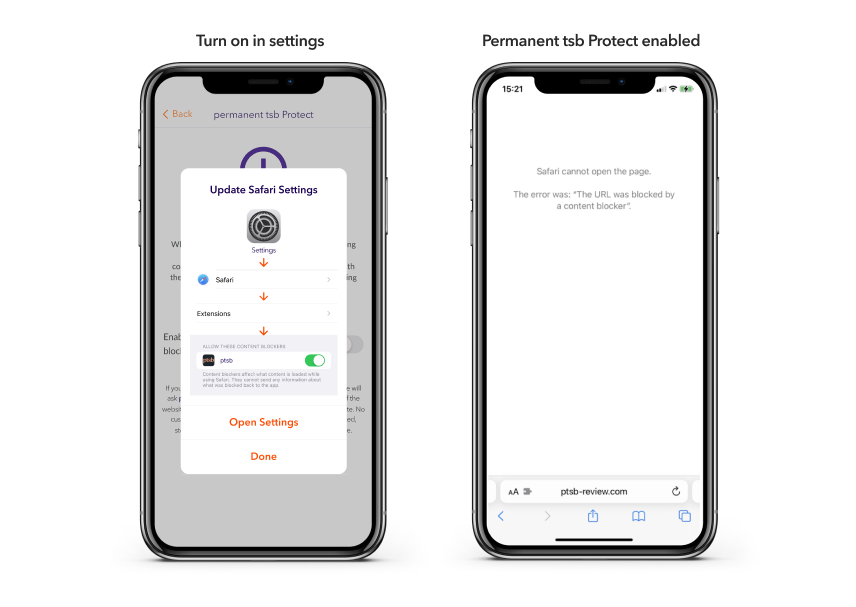 PTSB Protect iOS Screens